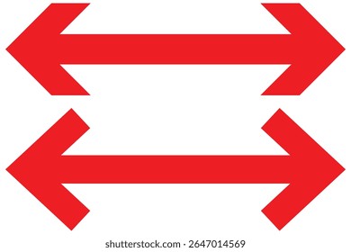 Horizontal dual side long straight arrow vector. Dual arrow sign. Dual arrow icon vector illustration on white background.