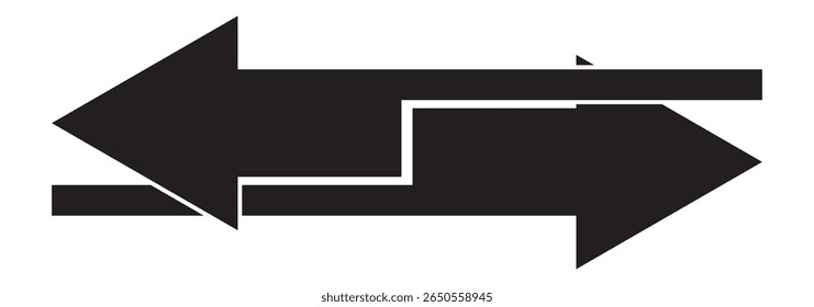 Horizontal dual side long straight arrow vector. Dual arrow sign. double headed arrow. Dual sided arrow vector, icon, silhouette design. eps 10