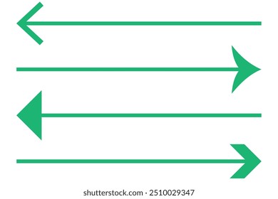 Horizontales signos de flecha recta larga de doble cara. Negro, rojo, puntero de stock, dirección, símbolo de posición e icono de flecha doble aislado sobre fondo blanco. Vector ilustración gráfica.