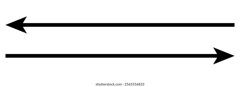 Horizontal dual sided long straight arrow signs. Black, red, stock pointer, direction, position symbol and double arrow icon isolated on white background. Vector graphic illustration. In eps 10.  21