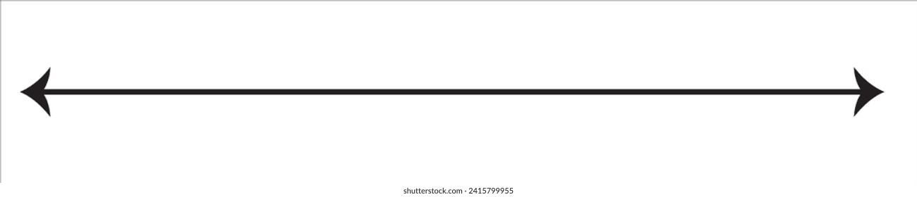  Horizontal dual thin long straight double ended arrow. Simple illustration isolated on white background.