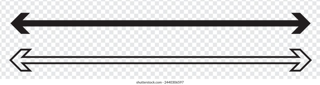 Horizontal dual thin long straight double ended arrow.