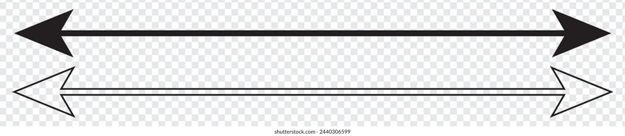 Horizontal dual thin long straight double ended arrow.