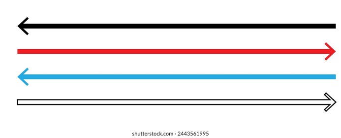  Horizontal dual thin long straight double ended arrow. eps 10. different color 4 5 3