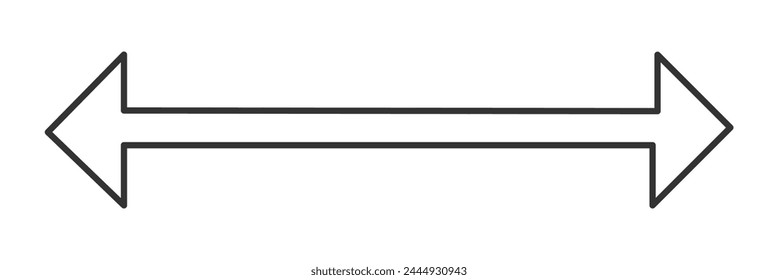 Horizontal flecha de doble punta recta larga y delgada. Ilustración vectorial. Archivo Eps 29.