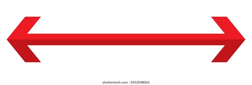 Horizontal dual thin long straight double ended arrow. Contour isolated vector image on white background.