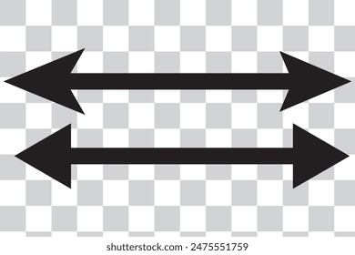 : Horizontal dual thin long straight double ended arrow.