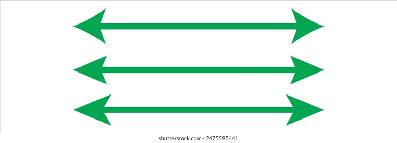 Horizontal dual thin long straight double ended arrow . Contour isolated vector image on white background in eps 10.