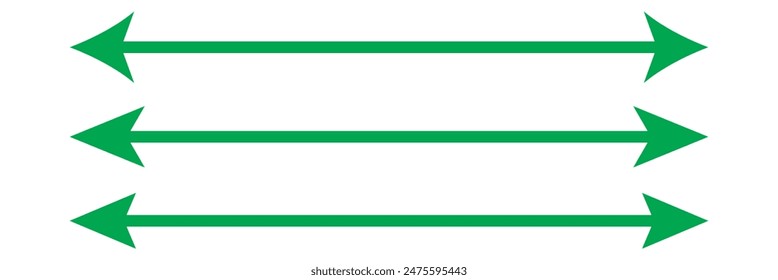Horizontal dual thin long straight double ended arrow . Contour isolated vector image on white background in eps 10.