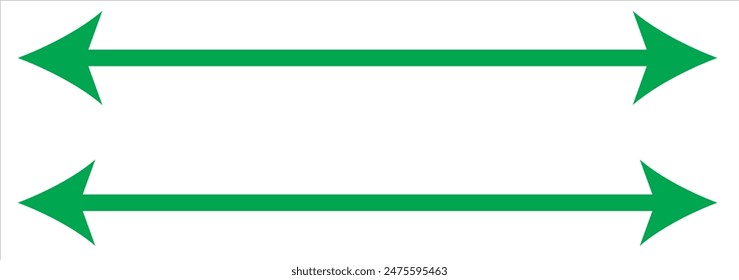 Horizontal dual thin long straight double ended arrow . Contour isolated vector image on white background in eps 10.