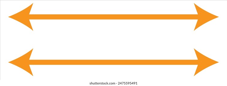 Horizontal dual thin long straight double ended arrow . Contour isolated vector image on white background in eps 10.
