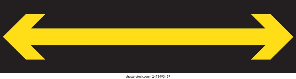 Horizontal flecha de doble punta recta larga y delgada. Imagen de Vector aislada de contorno sobre fondo blanco.