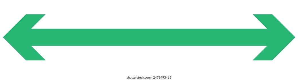 Horizontal flecha de doble punta recta larga y delgada. Imagen de Vector aislada de contorno sobre fondo blanco.
