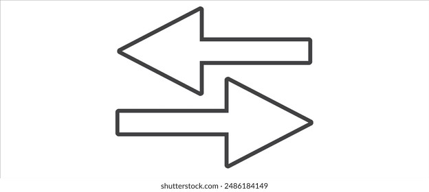 Horizontal dual thin long straight double ended arrow.