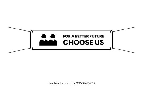 Horizontal election banner with text, 4 holes, and ropes in outline icon style. Vector illustration of election and voting design element in trendy style. Editable graphic resources for many purposes.