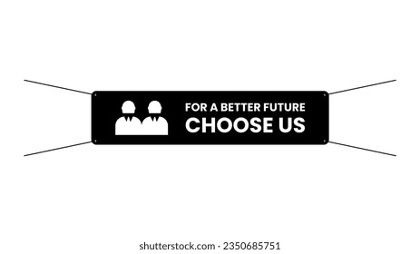Horizontal election banner with text, 4 holes, and ropes in outline icon style. Vector illustration of election and voting design element in trendy style. Editable graphic resources for many purposes.
