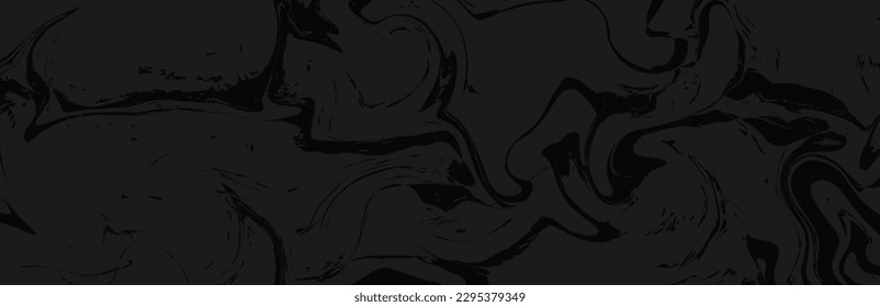 Horizontal elegant black marble texture. Vector background with black marble or epoxy texture. Panoramic Marbling design for Banner, invitation, wallpaper, headers, website, print ads, packaging