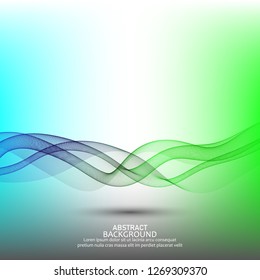 
Horizontal elegant blue-green vector wave with shadow. Design element