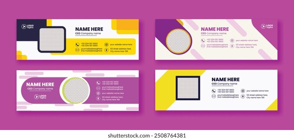 modelo de assinatura de e-mail horizontal definido para profissionais corporativos modelo de assinatura de e-mail moderno ou rodapé de e-mail e modelo de capa de mídia social pessoal design criativo web banner layout