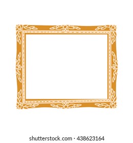 Horizontal empty golden frame. Mirror Vintage frame. vector illustration.