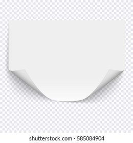 Horizontal empty paper sheet on transparent background. Realistic Vector illustration