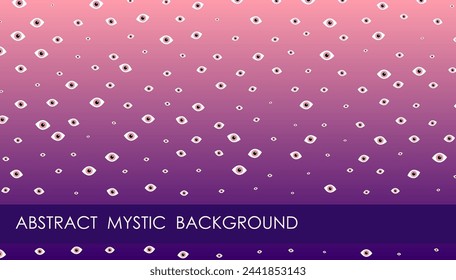 Horizontal esoteric occult abstract background with eyeball, cover, site presentation in HD format. UI template layout for web design of internet products. Vector banner