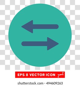 Horizontal Exchange Arrows round icon. Vector EPS illustration style is flat iconic bicolor symbol, cobalt and cyan colors, transparent background.