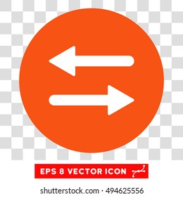 Horizontal Exchange Arrows round icon. Vector EPS illustration style is flat iconic bicolor symbol, white and orange colors, transparent background.
