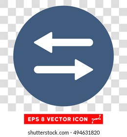Horizontal Exchange Arrows round icon. Vector EPS illustration style is flat iconic bicolor symbol, white and cobalt colors, transparent background.