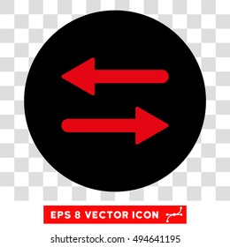 Horizontal Exchange Arrows round icon. Vector EPS illustration style is flat iconic bicolor symbol, intensive red and black colors, transparent background.