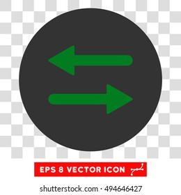 Horizontal Exchange Arrows round icon. Vector EPS illustration style is flat iconic bicolor symbol, green and gray colors, transparent background.