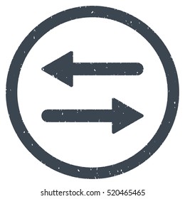 Horizontal Exchange Arrows rubber seal stamp watermark. Icon vector symbol with grunge design and dirty texture. Scratched smooth blue ink emblem on a white background.
