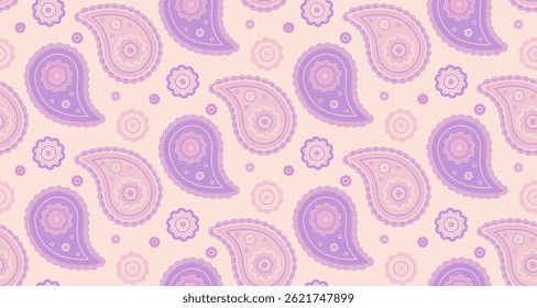 Horizontal exótico na calma vitoriana. Índio texturizado em contorno fluindo. Use chique de plantas de ervas. Medalhão pastel por cartão sem costura.