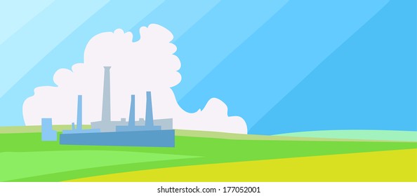 Horizontal Factory landscape. Vector Illustration.