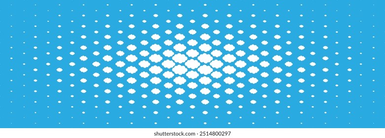 horizontal faded white clouds on blue from center for pattern and background.