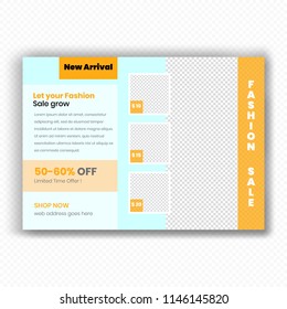 Horizontal Fashion Sale brochure flyer design layout template in A4 size, with nice background, Sale off Concept.  vector Illustration. Eps10