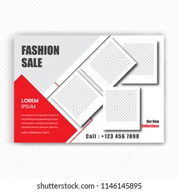 Horizontal Fashion Sale brochure flyer design layout template in A4 size, with nice background, Sale off Concept.  vector Illustration. Eps10