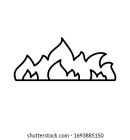 Horizontal fire icon. Linear logo of flame. Symbol for ignition fluid package. vector emblem on white background
