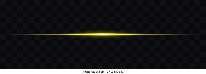 Llamarada Horizontal, línea brillante, brillo radiante, abstracto, luminoso, brillo futurista, energía, racha dinámica, resaltado óptico, efecto de neón. Luz láser. Líneas de velocidad dinámicas, luz amarilla. Efecto de luz.