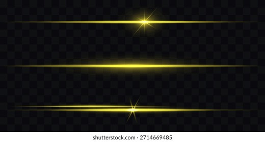 Llamarada Horizontal, línea brillante, brillo radiante, abstracto, luminoso, brillo futurista, energía, racha dinámica, resaltado óptico, efecto de neón. Líneas de velocidad dinámicas, luz amarilla. Luz láser. Efecto de luz.
