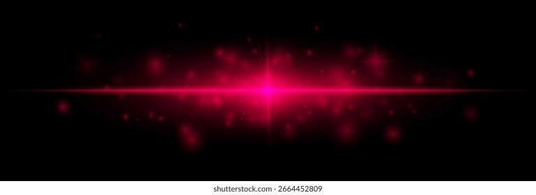Destello Horizontal con centro brillante y partículas suaves dispersas, perfecto para superposiciones, efectos de iluminación, fondos y aspectos destacados del diseño.