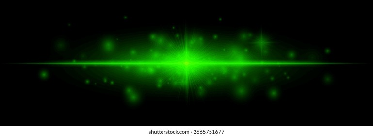 Destello Horizontal con centro brillante y partículas suaves dispersas, perfecto para superposiciones, efectos de iluminación, fondos y aspectos destacados del diseño.