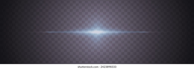 Horizontal flare of lens and light. Light beam and flash.	
