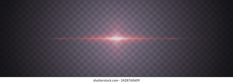 Horizontal flare of lens and light. Light beam and flash.