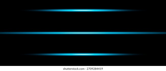 Flash de luz horizontal. Feixes de laser, linhas de luz.vetor Eps10

