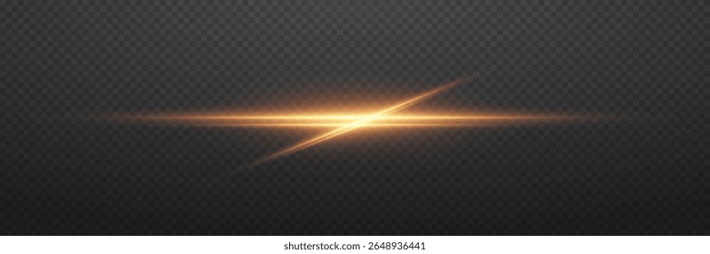 Horizontal flash with luminous center, futuristic and fantastic light effect.