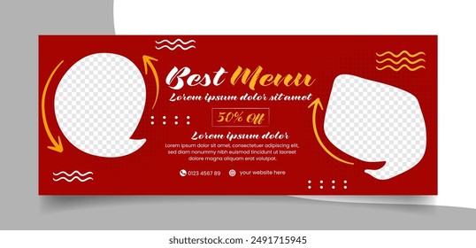 horizontal flat design food menu banner template