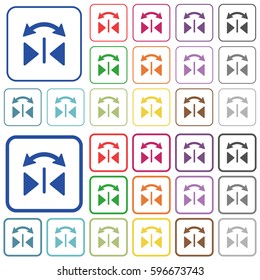 Horizontal flip color flat icons in rounded square frames. Thin and thick versions included.