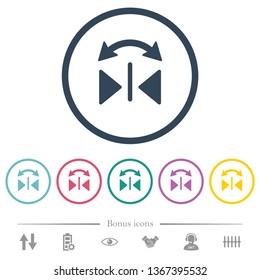 Horizontal flip flat color icons in round outlines. 6 bonus icons included.