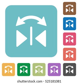 Horizontal flip flat icons on simple color square background.